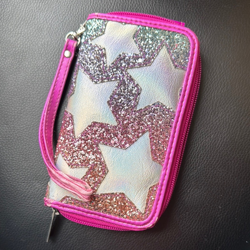 Pink and Silver Glitter Star Wallet